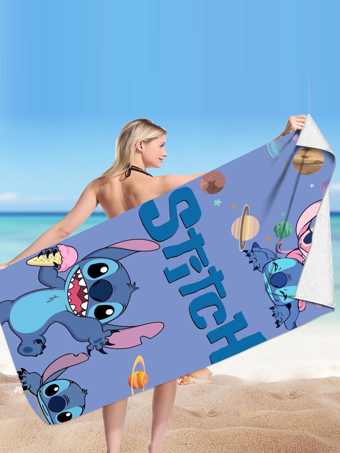 Stitch Microfiber Double-sided Fleece Beach Towel