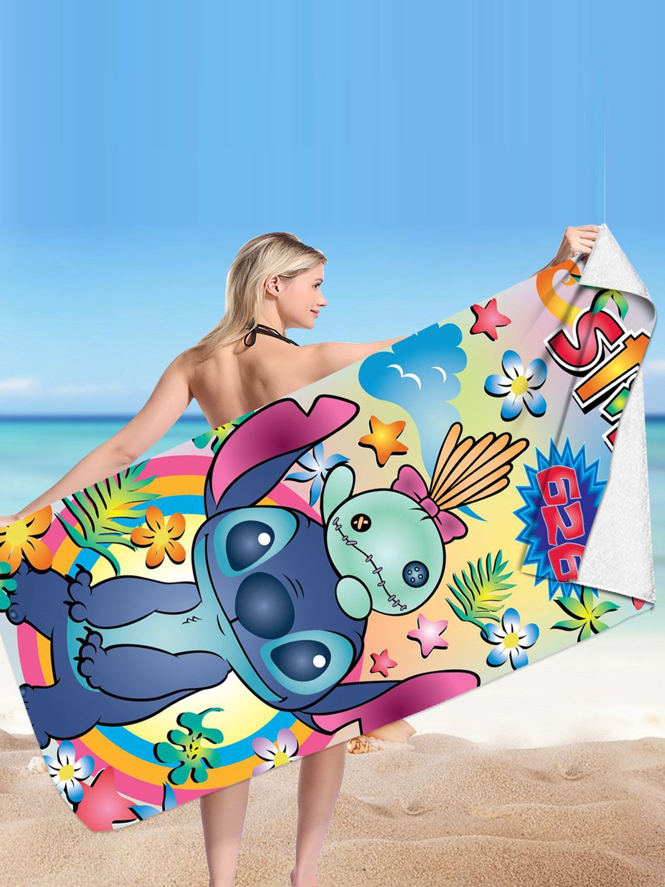 Stitch Microfiber Double-sided Fleece Beach Towel