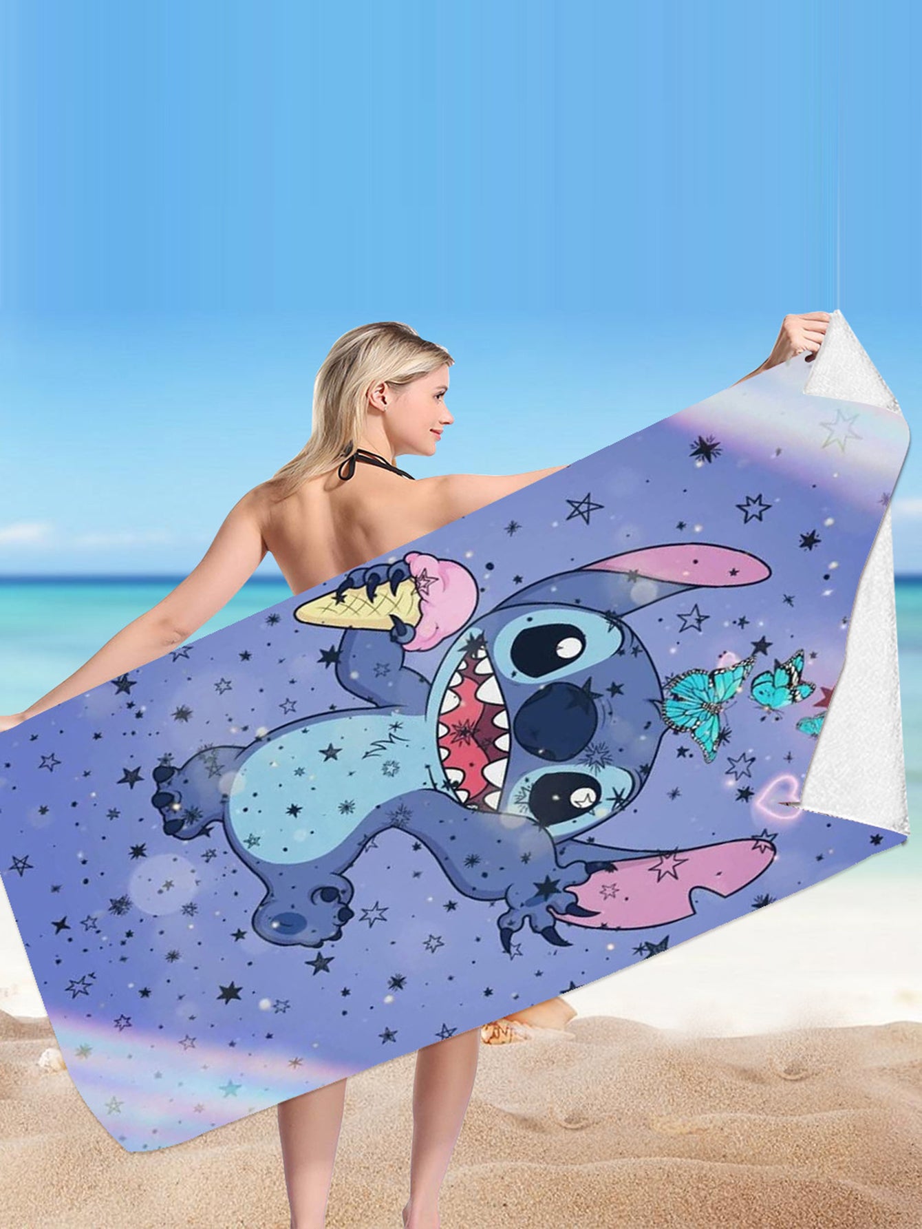 Stitch Microfiber Double-sided Fleece Beach Towel