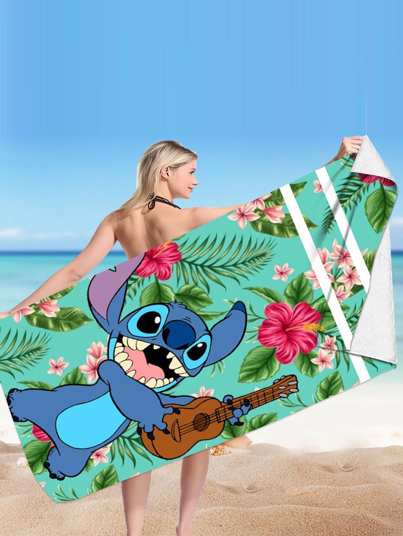 Stitch Microfiber Double-sided Fleece Beach Towel